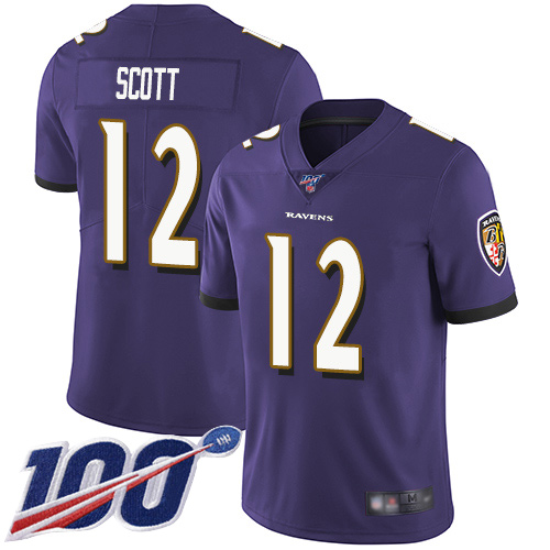 Baltimore Ravens Limited Purple Men Jaleel Scott Home Jersey NFL Football #12 100th Season Vapor Untouchable